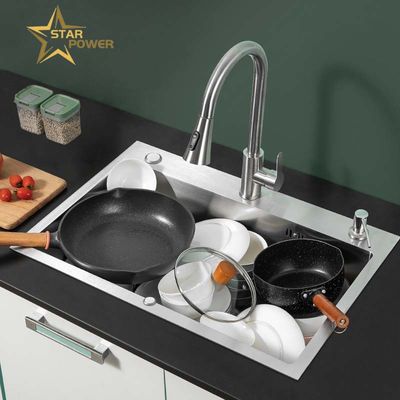 Giá tốt 304 bồn rửa tay nhà bếp bồn rửa đơn lớn cho thương mại trực tuyến