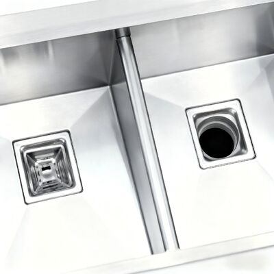 Giá tốt Bồn rửa chén đôi bằng thép không gỉ 304 thủ công với vòi phun kéo xuống trực tuyến