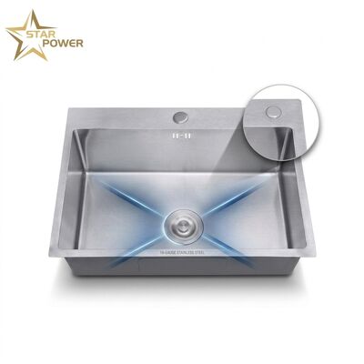 Giá tốt 27 Inch Overmount Single Bowl Kitchen Sink SUS304 18 Gauge with Drainboard trực tuyến