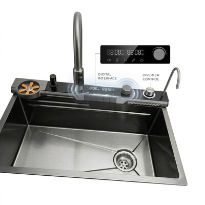 Giá tốt 32 Inch Drop-In Double Bowl Kitchen Sink SUS304 20 Gauge with Glass Cover trực tuyến