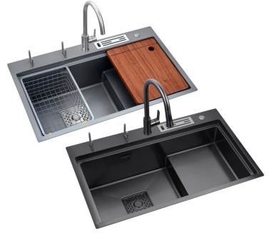 Smart Black Nano Whale Thác thác Thạch Tử đơn-Slot Honeycomb rửa bồn rửa hai bồn rửa bồn rửa bếp máy nồi lớn