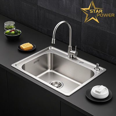 304 thép không gỉ đơn và hai bồn rửa tích hợp đậm và sâu hơn tăng hình vẽ dây