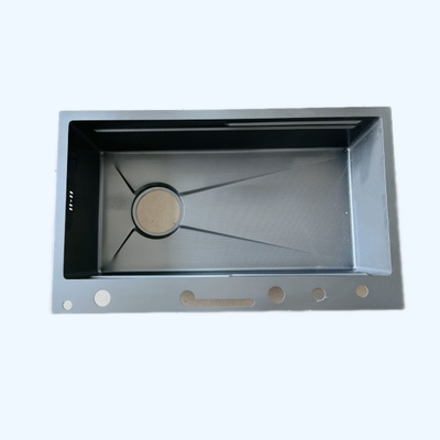 Bồn rửa chén thiết kế vách ngăn màu xám phong cách  Vách ngăn để kiểm soát nước, vẻ ngoài màu xám phù hợp với nhà bếp hiện đại