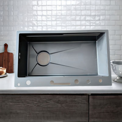 Bồn rửa chén phân vùng màu xám cho nhà bếp hiện đại