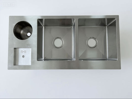 Giá tốt Bồn rửa chén đôi bằng thép không gỉ 304 với phụ kiện trực tuyến