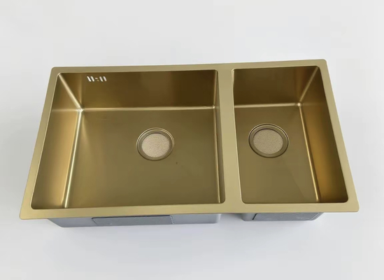 Bồn rửa bằng thép không gỉ bằng chén vàng hai bát ️ chống mờ, bền, lý tưởng cho nhà bếp hiện đại
