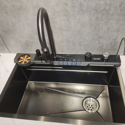 Đen thép không gỉ Đen hai bát bếp bồn rửa Undermount