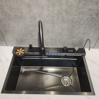 Đen thép không gỉ Đen hai bát bếp bồn rửa Undermount