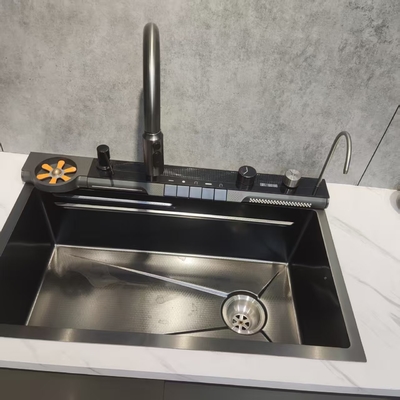 Đen thép không gỉ Đen hai bát bếp bồn rửa Undermount
