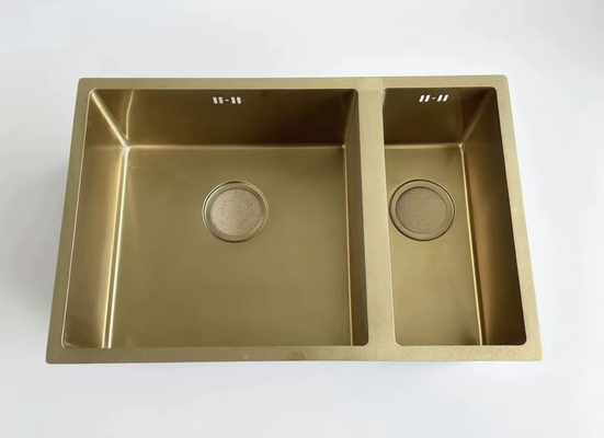 Bồn rửa chén SUS304 bằng thép không gỉ màu vàng đồng có bàn chờ