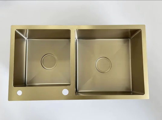 Giá tốt Chậu rửa bát bằng thép không gỉ SUS304 mạ vàng, tương thích lắp âm và lắp nổi, đạt tiêu chuẩn thực phẩm (18/8) | Có thể tùy chỉnh độ dày thép | Có thể tùy chỉnh độ sâu bồn | Chống gỉ & chống ăn mòn trực tuyến