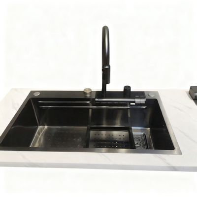 Giá tốt Bộ bồn rửa nhà bếp bằng thép không gỉ 800mm với vòi cao cung cho nhà bếp hiện đại trực tuyến