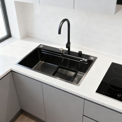 Giá tốt 800mm Double-Bowl Stainless Steel Kitchen Sink Set with High-Arc Faucet and 1 Year Warranty for Modern Kitchens. Độ sâu bồn rửa tùy chỉnh có sẵn. Độ đo thép tùy chỉnh có sẵn. trực tuyến