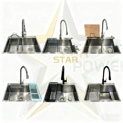 304 Stainless Steel PVD Antibacterial Handmade Undermount Kitchen Sink with Food Grade Safety