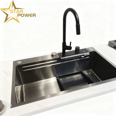 Giá tốt Thợ rửa bếp bằng thép không gỉ loại thực phẩm 304/316 với bồn rửa sâu 25-30cm và lớp phủ PVD chống vân tay trực tuyến