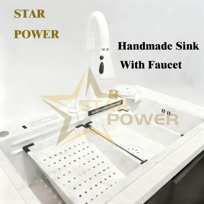 Thợ rửa nhà bếp thương mại làm bằng tay Thép không gỉ bền Cốc hai với vật liệu cấp độ thực phẩm 304/316