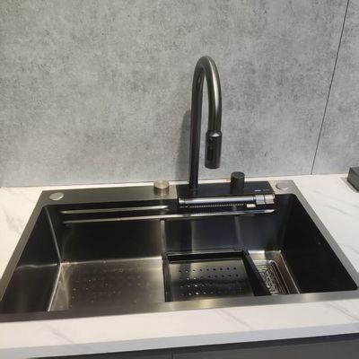 Giá tốt Bồn rửa chén bằng thép không gỉ thủ công với công nghệ tự làm sạch Nano PVD chống dầu và tay nghề thủ công trực tuyến