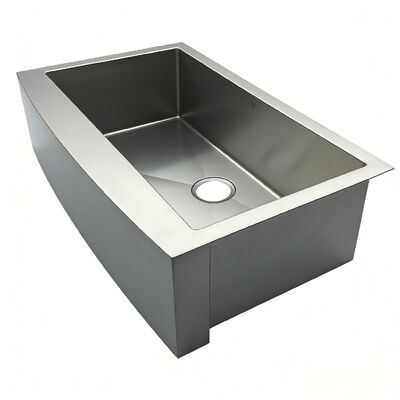 Handmade Brushed 304 Stainless Steel Farmhouse Sink with Sound Dampening & Anti-Condensation and Curved Apron Front Design