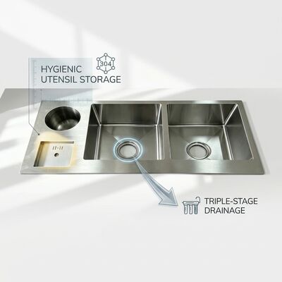 Giá tốt 18-Gauge 304 SS Single Bowl Kitchen Sink Chrome Plated Undermount 1000mm 300mm Extra-Deep Basin trực tuyến