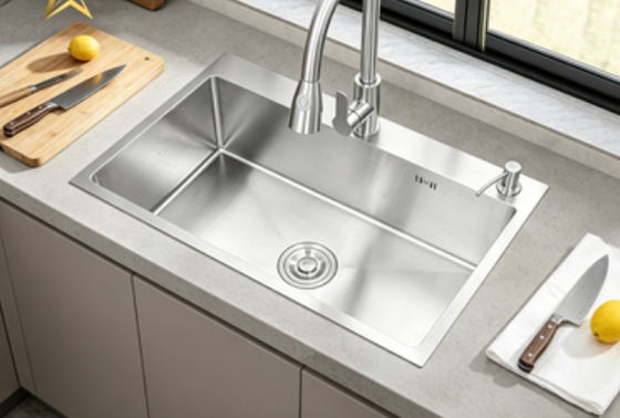 Giá tốt 304 Stainless Steel bồn rửa nhà bếp với màu vàng kết thúc và thiết kế Flush-Mount trực tuyến