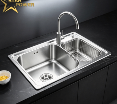 Giá tốt 304 thép không gỉ hai bát bếp bồn rửa với Nano-bọc kết thúc và 9-inch sâu bồn rửa trực tuyến