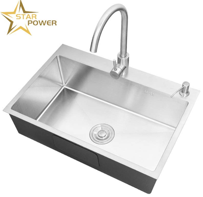 Giá tốt 18 Gauge 304 SS Double Bowl Cuisine Sink với 300mm Extra-Deep Basin và Top-Mount Installation trực tuyến