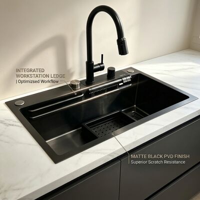 Giá tốt Chrome-Plated 316 Stainless Steel Single Bowl Kitchen Sink Undermount 800mm 220mm Deep Basin trực tuyến