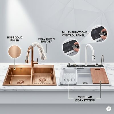 Giá tốt Bồn rửa chén bằng thép không gỉ 316 bằng thép không gỉ tổ ong chống trầy xước Bát đôi sâu 900mm 250mm trực tuyến