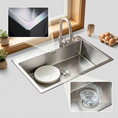 Giá tốt Bồn rửa bát đôi bằng thép không gỉ 316 cấp thực phẩm Chậu rửa bát tự vành có rãnh sâu 1000mm 250mm trực tuyến