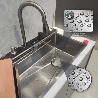 Giá tốt Bionic Lá Sen Nano Chống Thấm Dầu Handmade Bồn Rửa Chén Inox 316 Bát Đơn 800Mm 220Mm Chậu Rửa Sâu trực tuyến