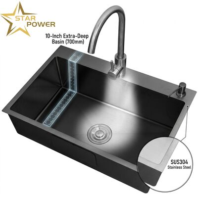 Giá tốt Bồn rửa bát đôi bằng thép không gỉ 316 Bồn rửa bát đôi được tráng nano Bồn rửa sâu 800mm 220mm trực tuyến