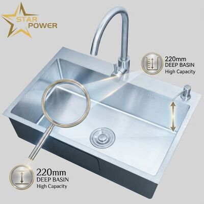 Giá tốt Chậu rửa bát đôi bằng thép không gỉ 316 với bồn sâu 220mm và thiết kế lắp nổi trực tuyến