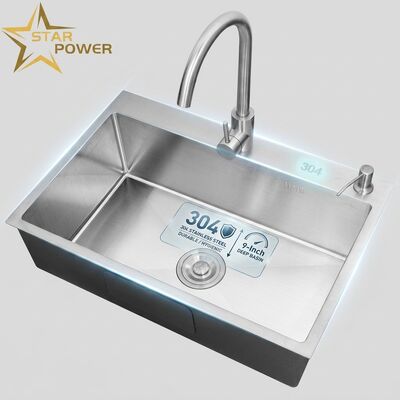 Giá tốt 304 Stainless Steel bồn rửa nhà bếp với kết thúc mạ Chrome và 9 inch sâu Undermount bồn rửa trực tuyến