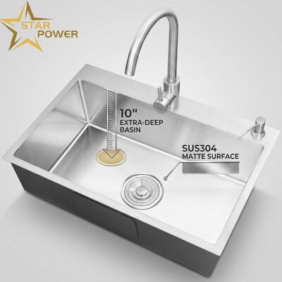 Giá tốt SUS304 Stainless Steel Double Bowl Cuisine Sink với bề mặt mờ và bồn bơi sâu hơn 10 inch online