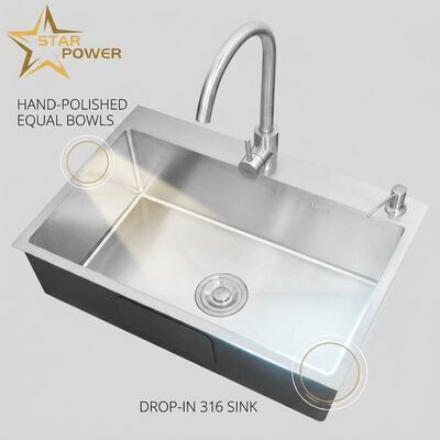 Giá tốt Chậu rửa bát đôi bằng thép không gỉ SUS304 Chậu rửa bát đôi được đánh bóng bằng tay 700mm Chậu rửa cực sâu 10 inch trực tuyến
