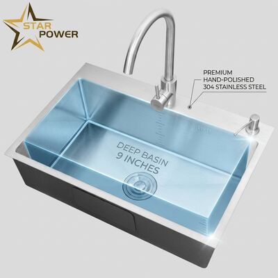 Giá tốt Chậu rửa bát lắp nổi / lắp âm mặt bàn Thép không gỉ 304 2 hố bằng nhau Chậu rửa bát lắp nổi đánh bóng thủ công 600mm Bồn sâu 9 inch | Độ sâu bồn tùy chỉnh có sẵn | Độ dày thép tùy chỉnh có sẵn trực tuyến