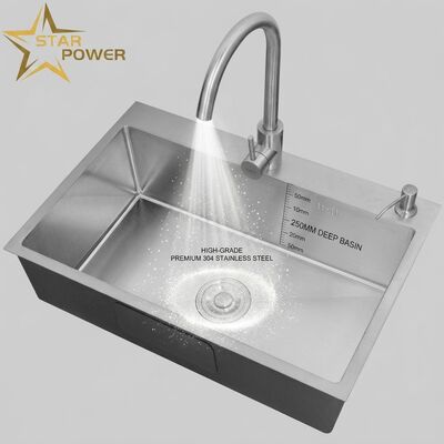 Giá tốt Top Mount / Drop-in Cuisine Sink Food-Grade 304 SS Double Bowl Kitchen Sink Polished Top-Mount 900mm 250mm Deep Basin. Độ sâu của bồn có sẵn. trực tuyến