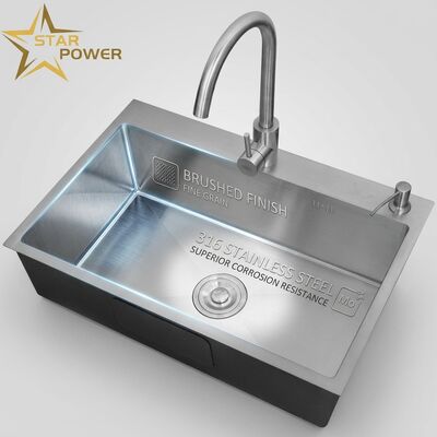 Giá tốt Hầm rửa nhà bếp hầm rửa nhà bếp bằng thép không gỉ 316 hầm rửa nhà bếp đơn bát được đánh răng hầm rửa 800mm 220mm bồn rửa sâu. Độ sâu bồn rửa tùy chỉnh có sẵn. trực tuyến