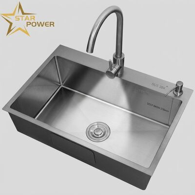 Giá tốt Phòng bồn rửa bếp 304 thép không gỉ Thòng bồn rửa bếp chính và phụ trợ PVD Phòng bồn rửa 600mm 9 inch trực tuyến
