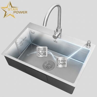 Giá tốt Chậu rửa bát âm bàn 304 Thép không gỉ Chậu rửa bát đơn Chậu rửa bát âm bàn 600mm Bồn sâu 9 inch | Độ sâu bồn tùy chỉnh có sẵn | Độ dày thép tùy chỉnh có sẵn trực tuyến