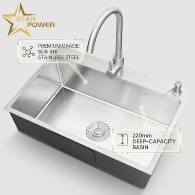 Giá tốt Phòng bồn rửa nhà bếp 316 thép không gỉ Thòng bồn rửa nhà bếp chính và phụ tùng Thòng bồn rửa nhà bếp màu vàng Phòng bồn rửa nhà 800mm 220mm Chén sâu tùy chỉnh có sẵn Chén sâu tùy chỉnh có sẵn trực tuyến