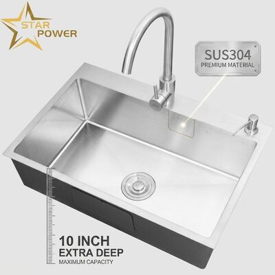 Giá tốt Chậu rửa bát lắp nổi / lắp âm mặt đá SUS304 Thép không gỉ Chậu rửa bát đôi bằng nhau Đánh bóng thủ công Lắp nổi 700mm Bồn rửa sâu 10 inch | Độ sâu bồn rửa tùy chỉnh có sẵn | Độ dày thép tùy chỉnh có sẵn trực tuyến