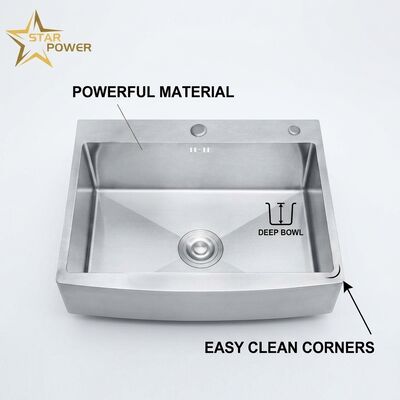 Giá tốt 304 thép không gỉ làm bằng tay nhà nông nhà bếp bồn rửa 33x22 Inch, 16 Gauge mặt nạ phía trước, R10 thiết kế góc tròn trực tuyến