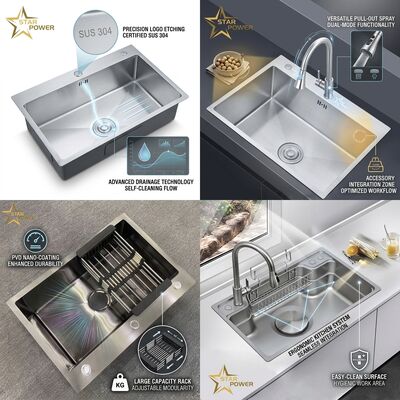Giá tốt Thả vào 304 thép không gỉ hai bát bồn rửa nhà bếp 33x22 inch, 50/50 chia, xây dựng trong Drainboard Và nước lọc trực tuyến