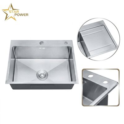 Giá tốt Chậu rửa bát/giặt bằng thép không gỉ 304, lắp âm, kích thước 25x22 inch, lòng chậu sâu, thiết kế có rãnh thoát nước tích hợp trực tuyến