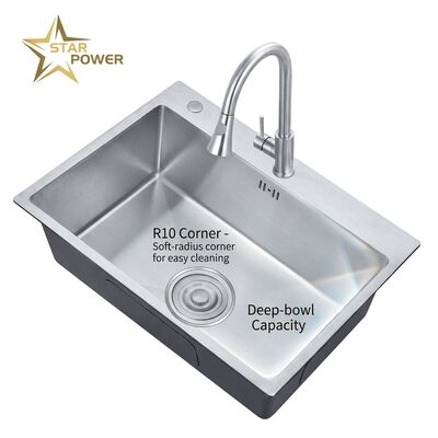 Giá tốt Nano Black 31x20 Undermount Handmade Kitchen Sink SUS304 Single Bowl 18 Gauge trực tuyến