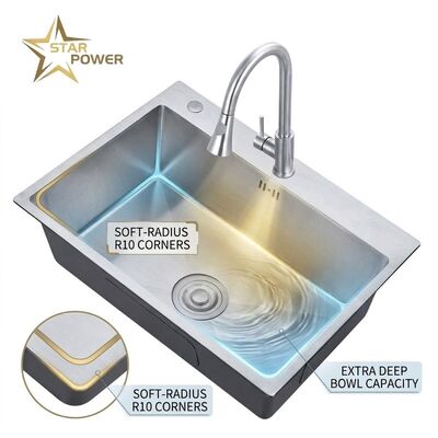 Giá tốt 25 Inch Drop-In Laundry Utility Sink Single Bowl 20 Gauge with Overflow Drain trực tuyến