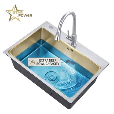 Giá tốt 20 Inch Bar Prep Undermount Single Bowl Kitchen Sink 18 Gauge Nano Black Coating trực tuyến