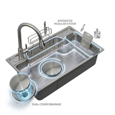 Giá tốt 30 Inch Farmhouse Apron Front Double Bowl Kitchen Sink 16 Gauge with Grids trực tuyến