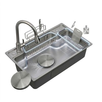 Chất lượng 30 Inch Farmhouse Apron Front Double Bowl Kitchen Sink 60/40 16 Gauge with Bottom Grids nhà máy